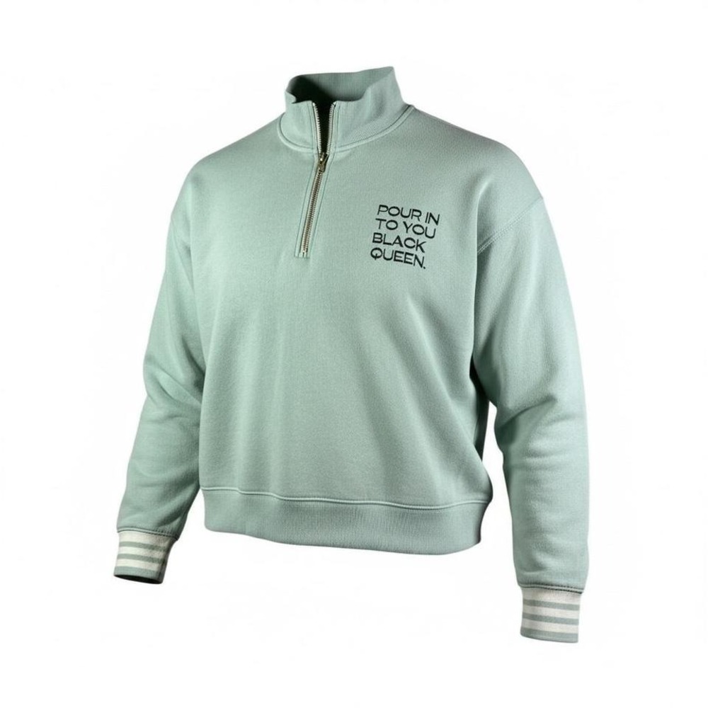 Pour into you black queen mint green quarter zip sweatshirt